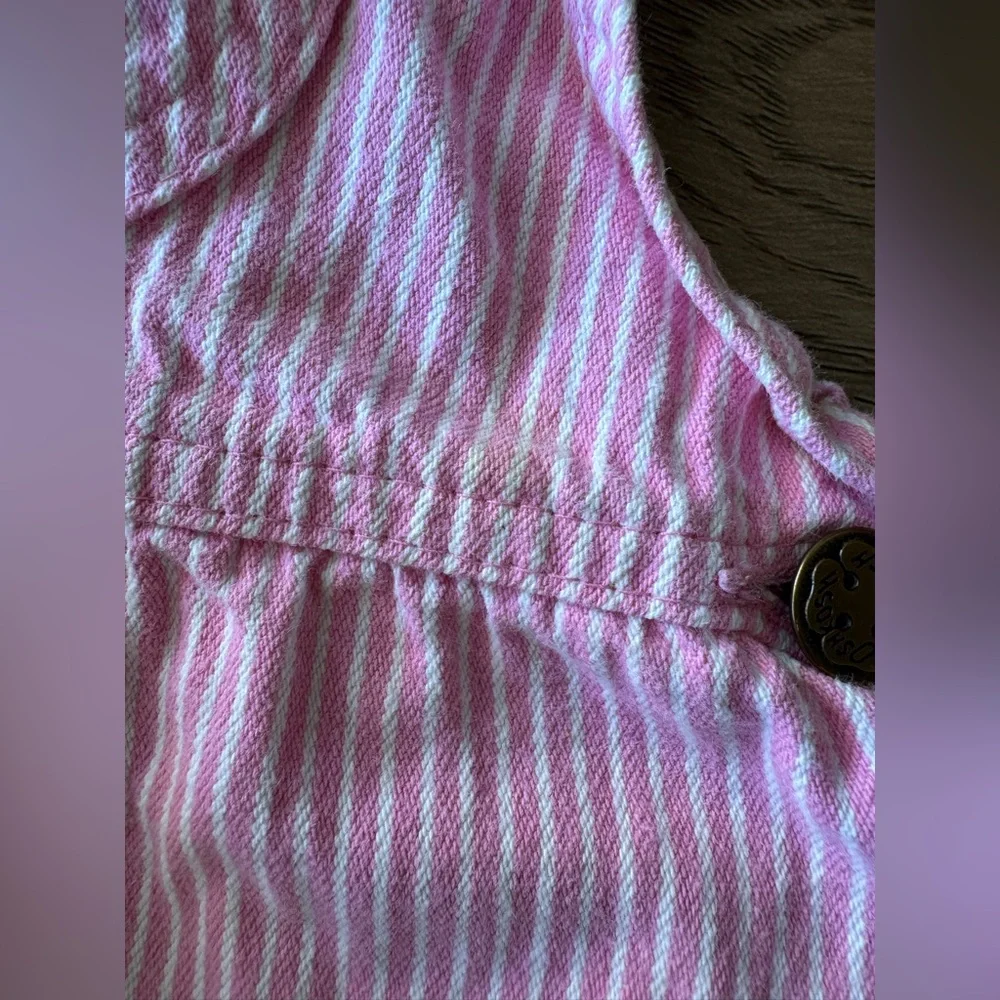Vintage USA OshKosh B'gosh Pink Striped 100%Cotton Overalls Baby Girl 24 Months